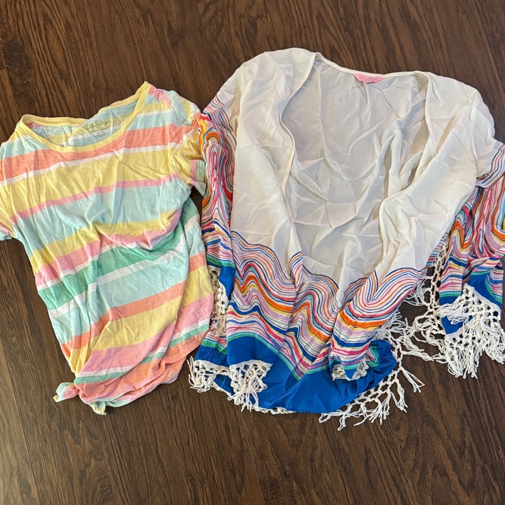 Lilly Pulitzer Pastel Striped and Multicolor Fringe Tops